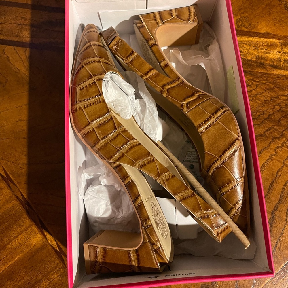 Vince Camuto Brownish Croc sling-back heels